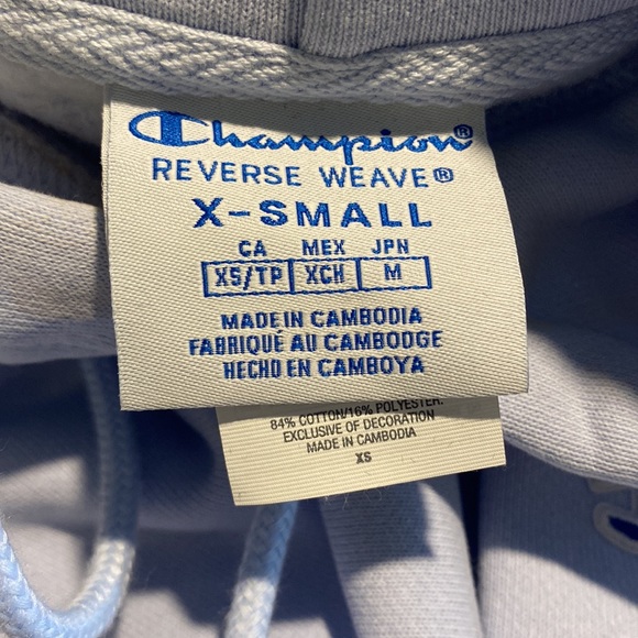 Light Blue Champion Cropped Hoodie - Picture 2 of 3